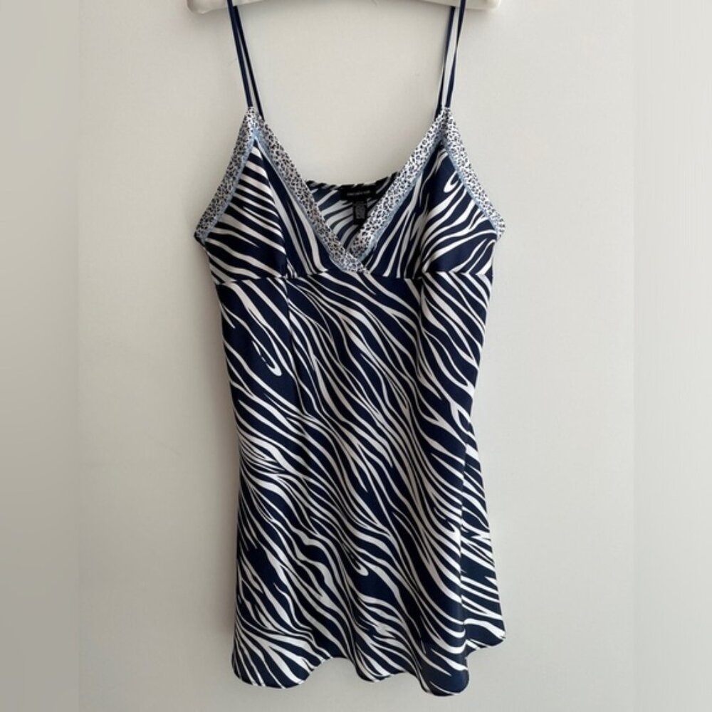 Jones New York Chemise Slip Zebra Cheetah Print Adjust Straps Bodycon Sleepwear
